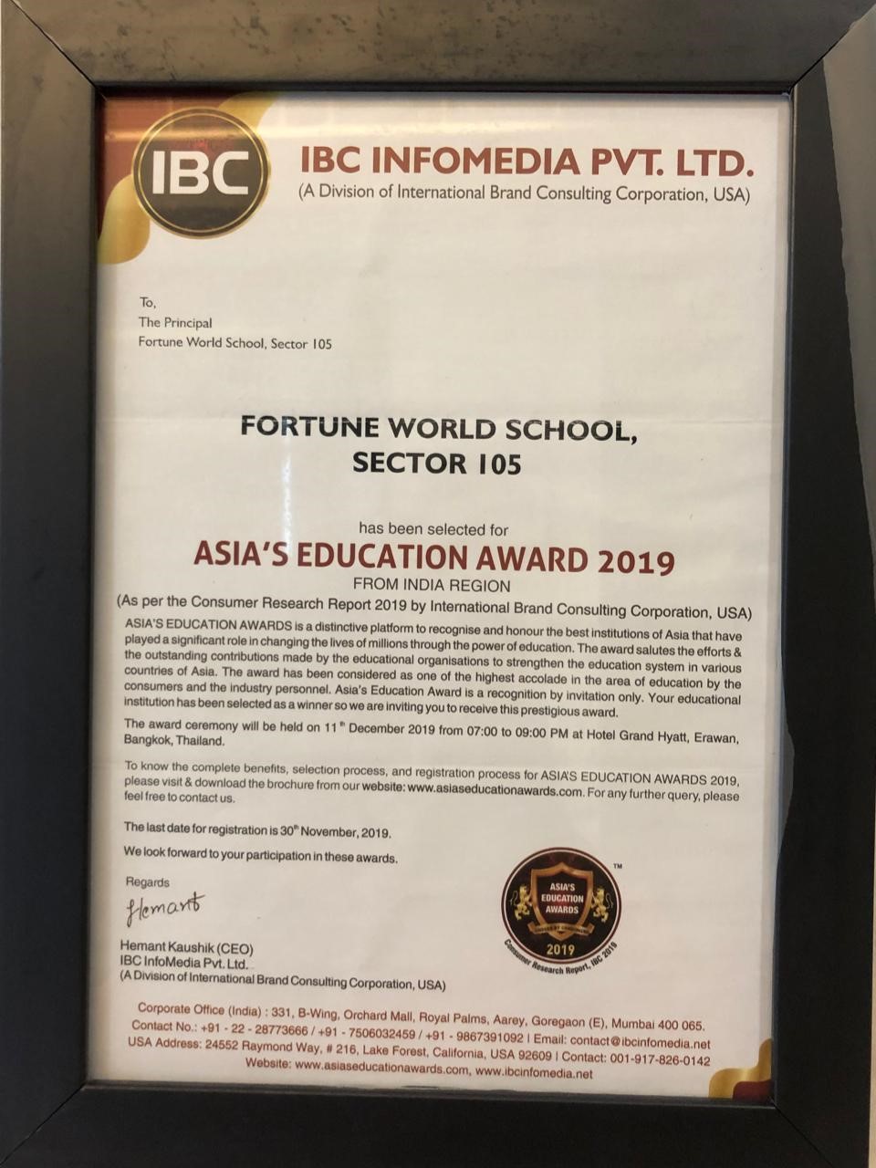 Asia’s education award 2019